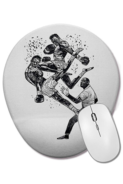 BASKI DÜNYASI Mouse Pad oval Luta Muay Thai Desenho cu suport pentru încheiet...