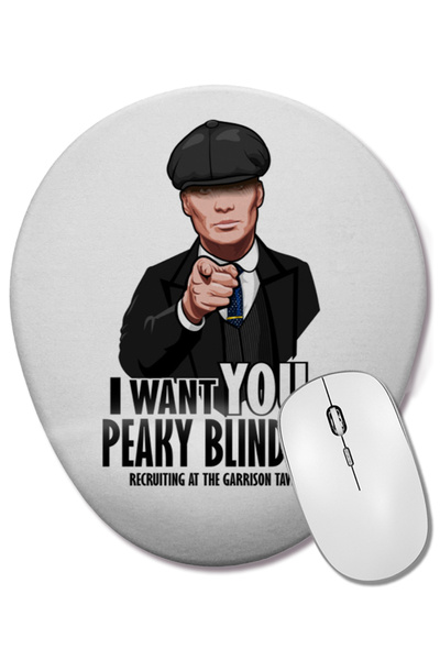 BASKI DÜNYASI Peaky Blinders 03 Mouse Pad oval cu suport pentru încheietura m...