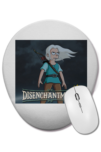 BASKI DÜNYASI لوحة ماوس بيضاوية من Disenchantment 03 مع دعم للمعصم