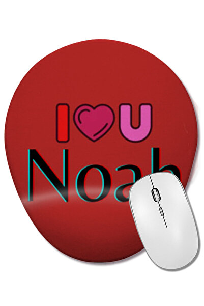 BASKI DÜNYASI Noah Name Custom Design Gift Baby-Gift For Him Mouse Pad oval cu suport pentru încheietura mâinii