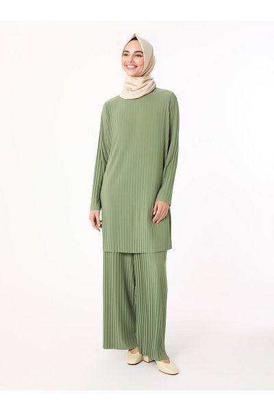 Refka Sandy Fabric Pleated Suit - Moss Green - Refka