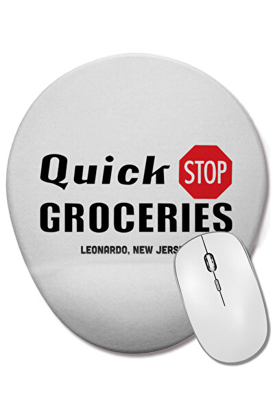 BASKI DÜNYASI Quick Stop Groceries Leonardo NJ Clerks Mouse Pad oval cu suport pentru încheietura mâinii