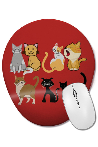 BASKI DÜNYASI Cadouri pentru iubitorii de pisici pentru femei și bărbați - Mouse pad oval cu suport pentru încheietura mâinii