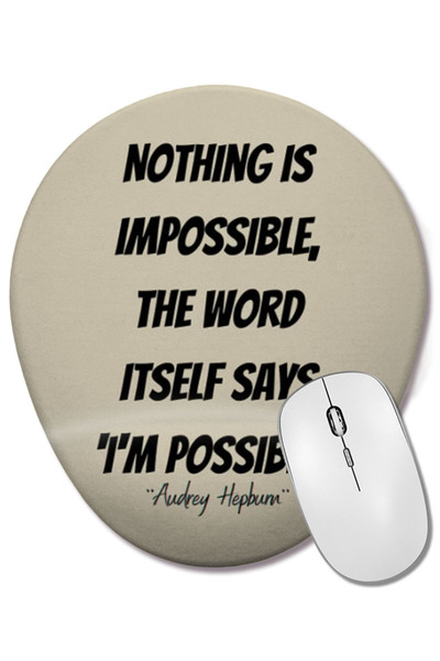 BASKI DÜNYASI Οβάλ ποντίκι με υποστήριξη καρπού με απόσπαση Audrey Hepburn