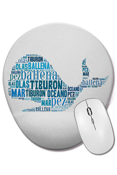 BASKI DÜNYASI Mouse Pad oval cu suport pentru încheietura mâinii Balina