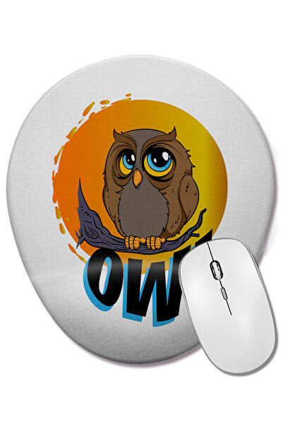 BASKI DÜNYASI Owl Owl Mouse Pad oval cu suport pentru încheietura mâinii