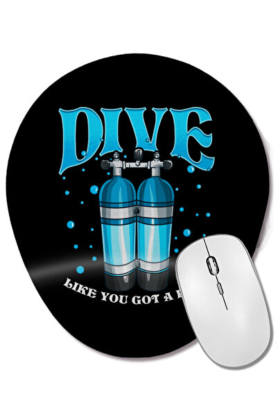BASKI DÜNYASI Mouse Pad oval cu suport pentru încheietura mâinii, cu frază amuzantă despre scuba diving, cu tematică Dive Like You Got a Pair