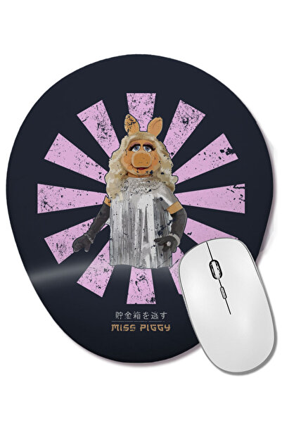 BASKI DÜNYASI Mouse Pad oval Miss Piggy Retro Japanese Muppets cu suport pentru încheietura mâinii