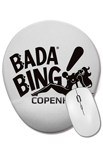 BASKI DÜNYASI Bada Bing Black 02 Mouse Pad oval cu suport pentru încheietura mâinii