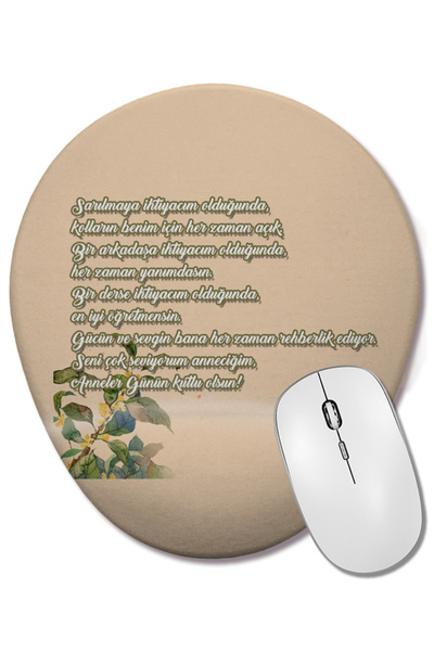 BASKI DÜNYASI Cadou pentru Ziua Mamei 03 Mouse Pad oval cu suport pentru înch...
