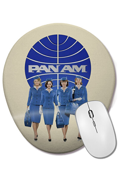 BASKI DÜNYASI Mouse Pad oval cu suport pentru încheietura mâinii Pan Am Defunct Airline
