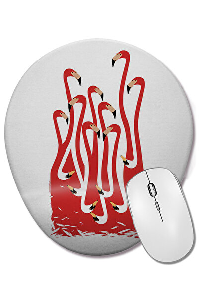 BASKI DÜNYASI Mouse Pad oval Flamingo cu suport pentru încheietura mâinii