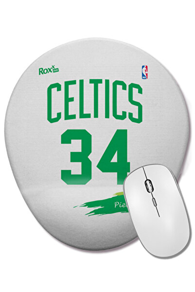 BASKI DÜNYASI Celtics 34 Pierce White Roxx Ink Mouse Pad oval cu suport pentr...