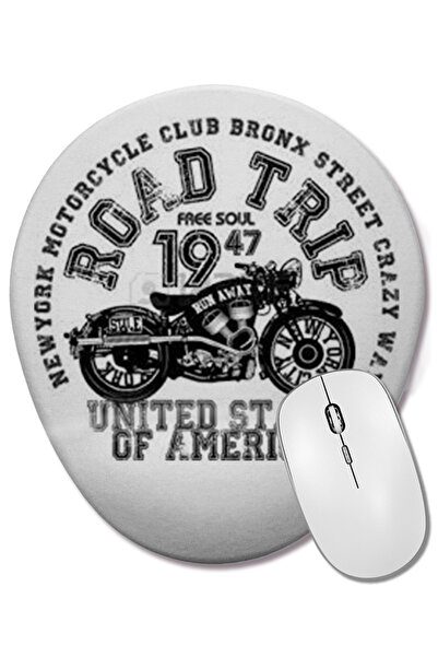 BASKI DÜNYASI Vintage οβάλ ποντίκι με υποστήριξη καρπού μοτοσικλέτας