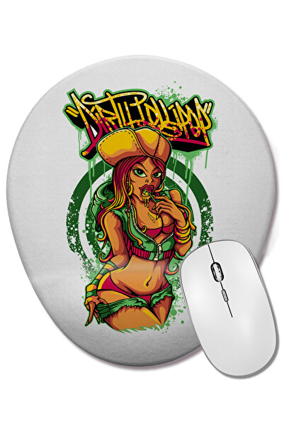 BASKI DÜNYASI Mouse Pad oval Garota Lolipop cu suport pentru încheietura mâinii