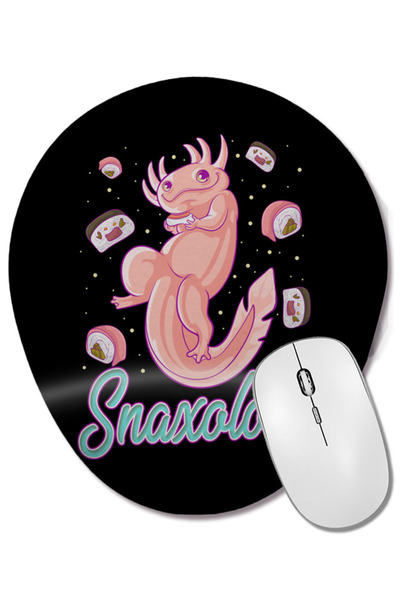 BASKI DÜNYASI Snaxolotl Funny Axolotl Sushi Snacks Kawaii Food Mouse Pad oval...