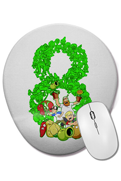 BASKI DÜNYASI Plants And Zombies este un mouse pad oval excelent 01 cu suport pentru încheietura mâinii