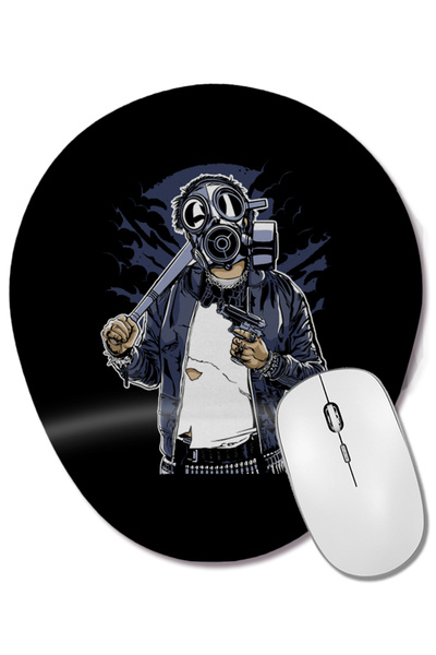 BASKI DÜNYASI Gangster Gas Mask Bastard Bastard Mouse Pad oval cu suport pentru încheietura mâinii