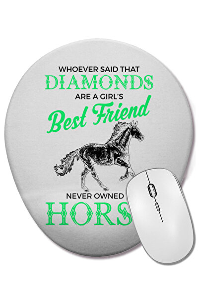 BASKI DÜNYASI Călăreții sunt cel mai bun prieten al unei fete, nu diamantele. Mouse pad oval cu suport pentru încheietura mâinii