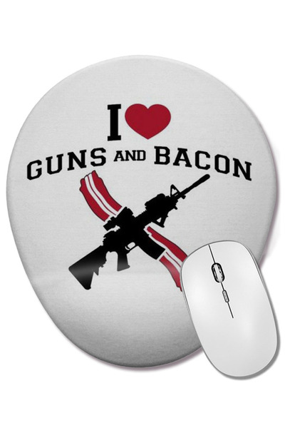 BASKI DÜNYASI Mouse Pad oval cu suport pentru încheietura mâinii, I Love Guns...