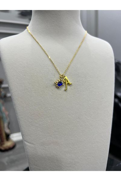 Store Letter a Necklace with Steel Chain and Crab Charm