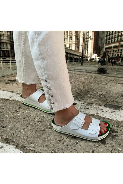 COMFORT OF PANTOFOLE Λευκές Πράσινες Αθλητικές Παντόφλες