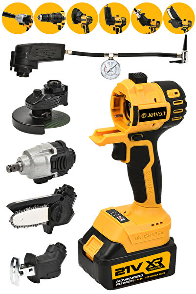 JetVolt 6'Lı Muhteşem Set Hava Pompası Şarjlı Matkap Testere Tilki Kuyruğu Ta...