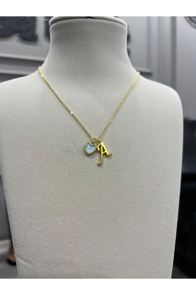 Store Letter a Necklace - with Heart Charm and Chain