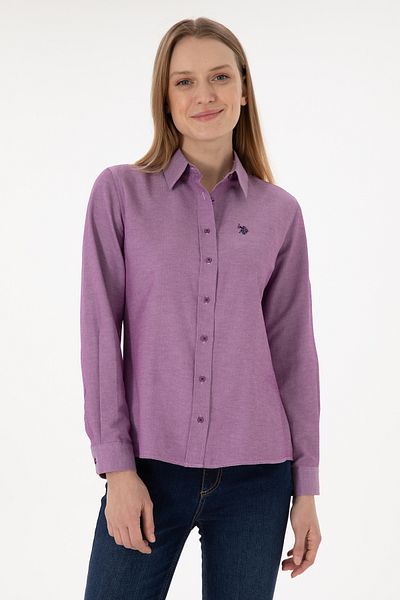 U.S. Polo Assn. Cămașă de bază violet cu mânecă lungă pentru femei 50297002 -VR037