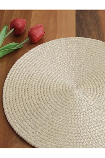 Wood Design Amerikan Servis Runner 6 Lı Sunum Supla m&ro Takımı Örgü Tabak Altı Yanmaz Ticaretjet (KREM)