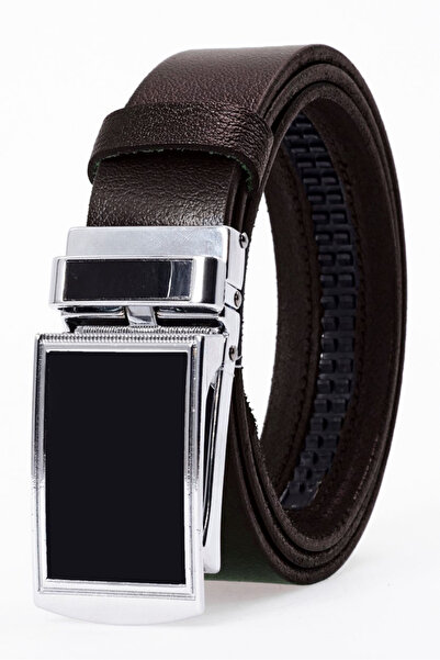 derikem 100% γνήσιο δέρμα μπαμπάς - Κλασική ανδρική ζώνη με αυτόματη πόρπη και χωρίς τρύπες, καφέ