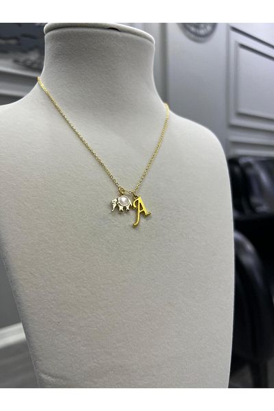 Store Letter a Necklace Elephant Charm Letter Pendant Luck Necklace with Steel Chain