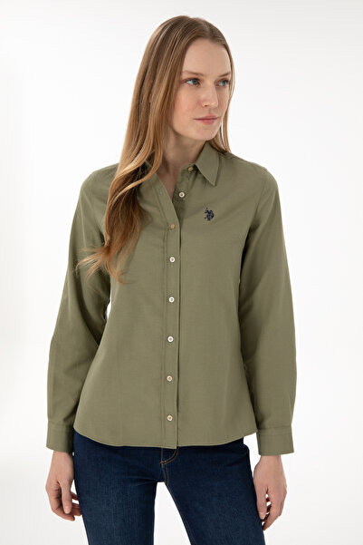 U.S. Polo Assn. Γυναικείο Ανοιχτό Χακί Μακρυμάνικο Βασικό Πουκάμισο 50297002 -VR183