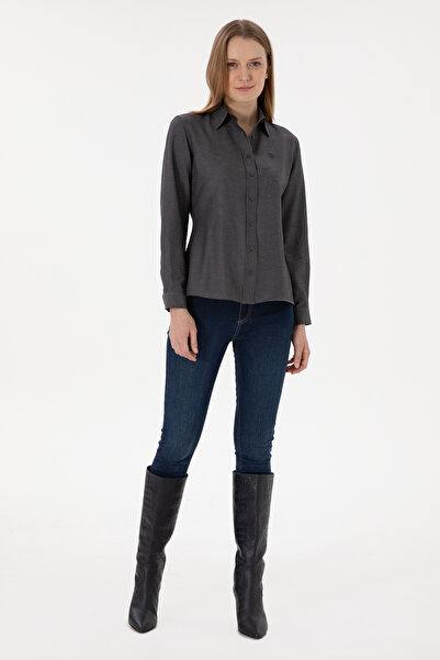 U.S. Polo Assn. Women's Anthracite Long Sleeve Basic Shirt 50297002 -Vr006