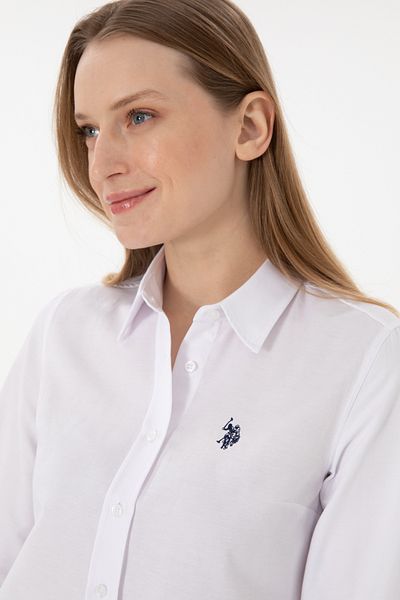 U.S. Polo Assn. Cămașă albă cu mânecă lungă pentru femei 50297002 -VR013