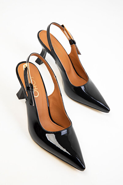 SOHO Czarne lakierowane skórzane damskie klasyczne buty na wysokim obcasie 20364