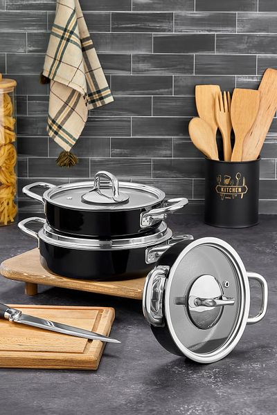 Taç 6 Piece Sahara Black Omelette Set