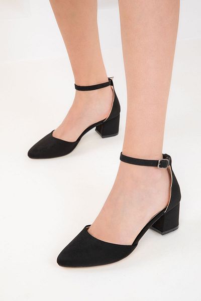 SOHO Black Suede Women's Classic Heeled Shoes 20370