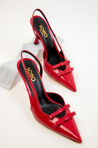 SOHO Klassische Damenschuhe mit Absatz aus rotem Lackleder 20353