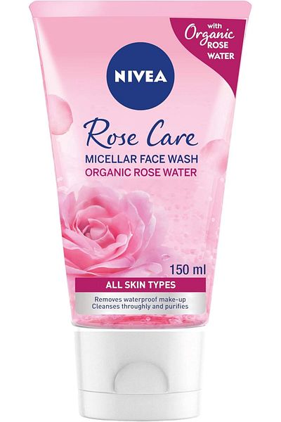 NIVEA غسول الوجه نيفيا ميسيلار، العناية بالورد مع الورد العضوي، لجميع أنواع البشرة، 150 مل