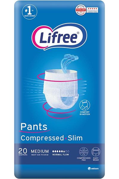 Lifree Adult Diaper Slim Culotte Package, Medium 20 Pads