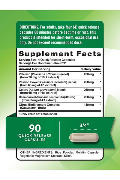 Nature's Truth L Theanine Calm Caps | 90 Veggie Capsules | with Ashwagandha, Passion Flower & Chamomile Vegan, Non-