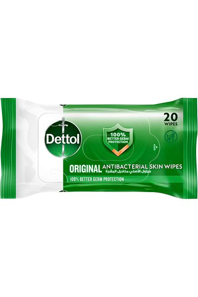 Dettol Original Antibacterial Skin Wipes for Use on Hands, Face, Neck etc, Protects Against 100 Illn