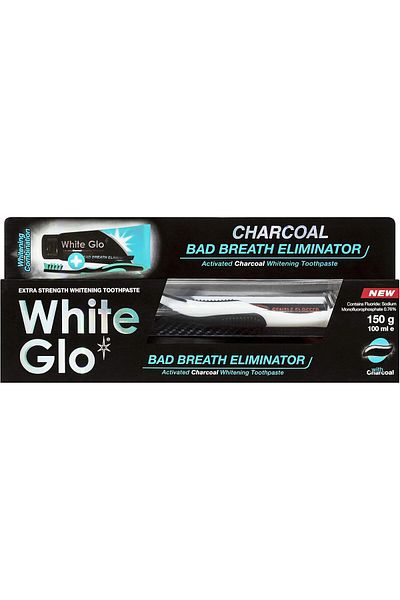 White Glo Charcoal Bad Breath Eliminator Whitening Toothpaste, 100 ml