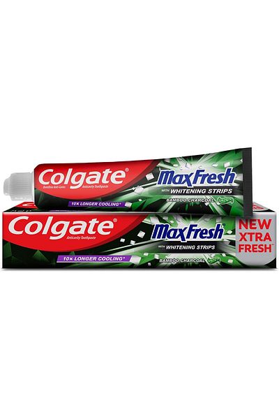 Colgate Max Fresh Bamboo Charcoal Fresh Breath Toothpaste with Whitening Strips 75 ml