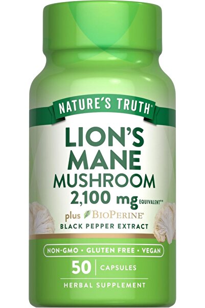 Nature's Truth مكمل فطر Lions Mane | 2100 مجم | 50 كبسولة | نباتي، خالٍ من ال...