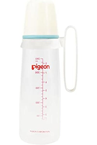 Pigeon بيجون رضاعه بلاستيك بيد ابيض 240مل 26008