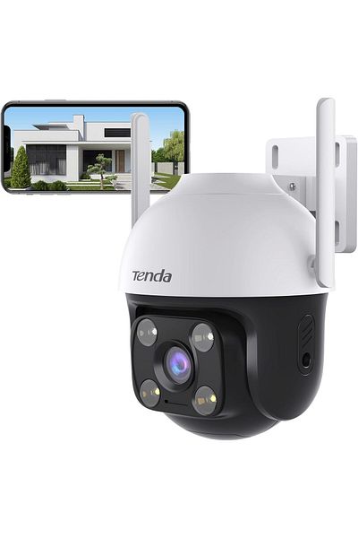 Tenda 360° Security Camera Outdoor with 30m Color Night Vision, PTZ CCTV WiFi Camera with 2-way Audi