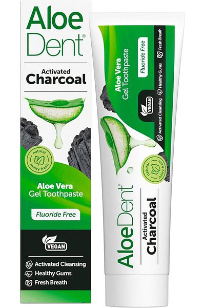 AloeDent Aloe Dent Charcoal Toothpaste Fluoride Free, Natural Action, Vegan, Cruelty Free, SLS Free, Whitenin