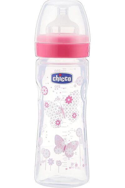 Chicco زجاجة رضاعة Well-Being للبنات، 250 مل، سيليكون - Ch70721-10، وردي
